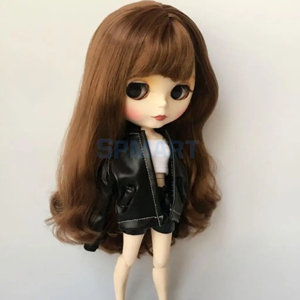 12inch Dolls Clothes PU Leather Jacket Shorts Pants Vest Outfit for Blythe Licca Pullip Azone Party Dress Up