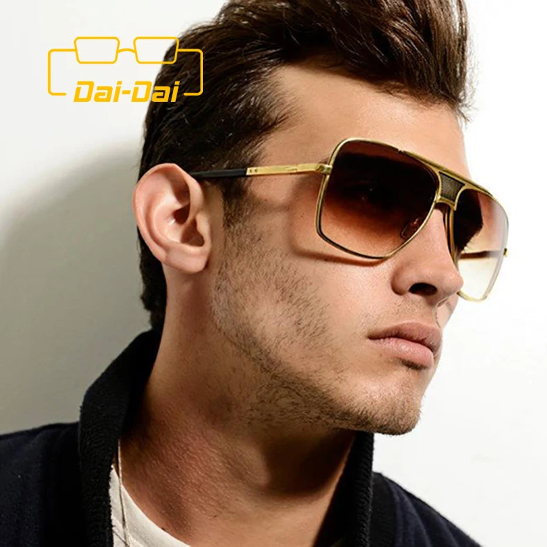 DAI DAI Pilot Punk Design Men Driving Big Sunglasses Superstar Party Oval Hyperbole Male