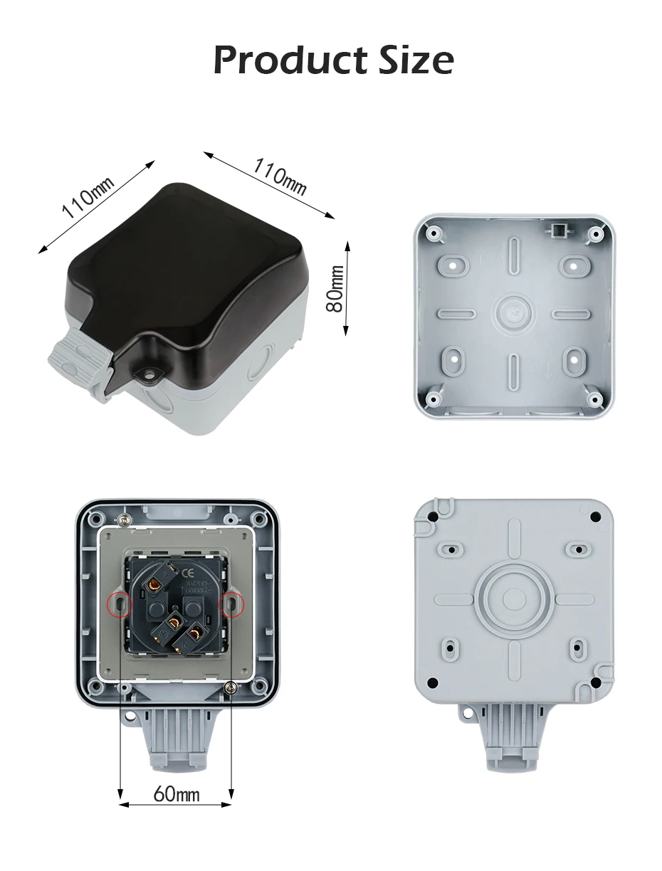 Minitiger IP66 водостойкая наружная настенная розетка 16A стандарт ЕС электрическая розетка заземленная AC 110~ 250 В