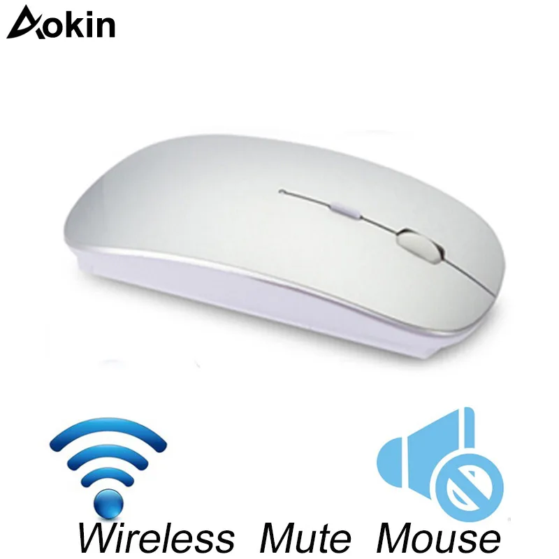 

Aokin Mute Wireless Mouse Slient Button Ultra Thin Office Optical Mouse Slim 1600 DPI Need Battery for Computer Laptop Quiet