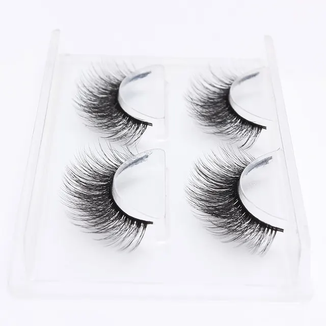 LEHUAMAO 2 Pairs 3D Mink Lashes Natural Long False Eyelashes Dramatic Volume Fake Lashes Makeup Eyelash Extension Silk Eyelashes 753
