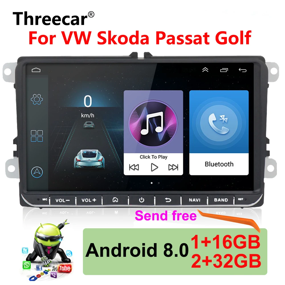

9" Car radio Android GPS Navigation Multimedia Player Autoradio for Skoda Octavia golf touran passat B6 polo tiguan 2din 2+16GB