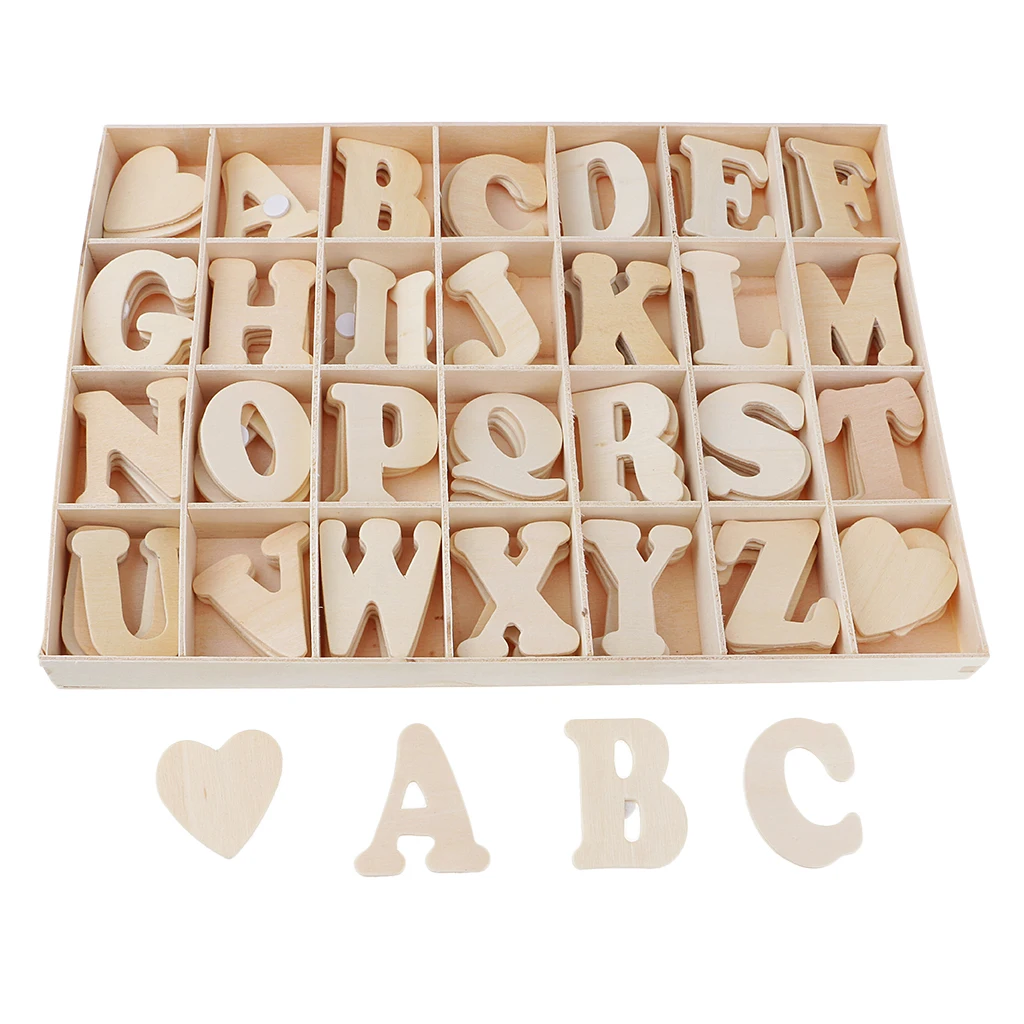 112pcs Colorful Adhesive Wooden Alphabet Letters with Tray Kids Educational Toys Early Learning Toys Games