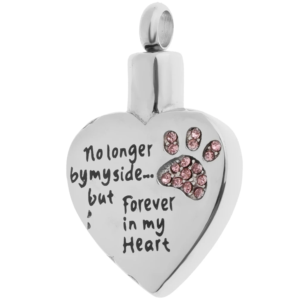 Forever in my  Heart Animal Claw Crystal Stainless Steel Urn Ash Pendant Memorial Cremation 