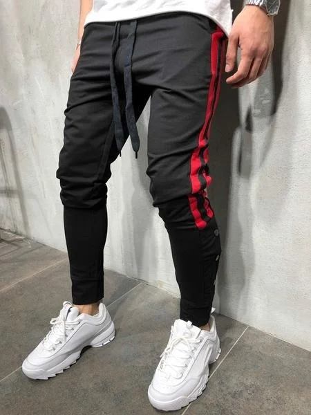 ZOGAA модные для мужчин хип хоп штаны в полоску Тонкий хлопок эластичные спортивные брюки уличный стиль