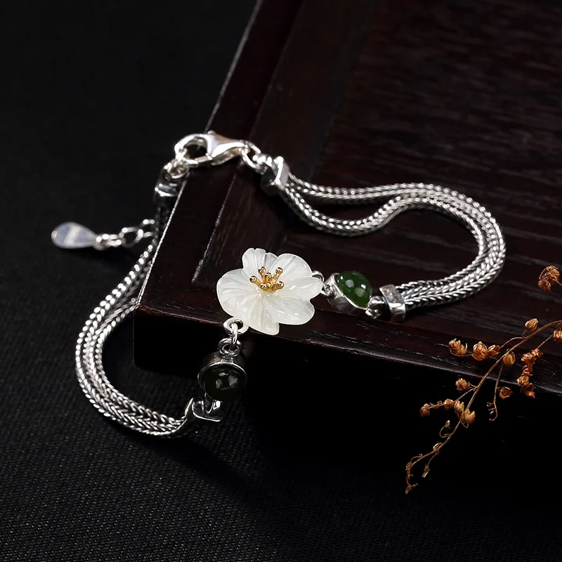 flower natural jade  bangle for women 2