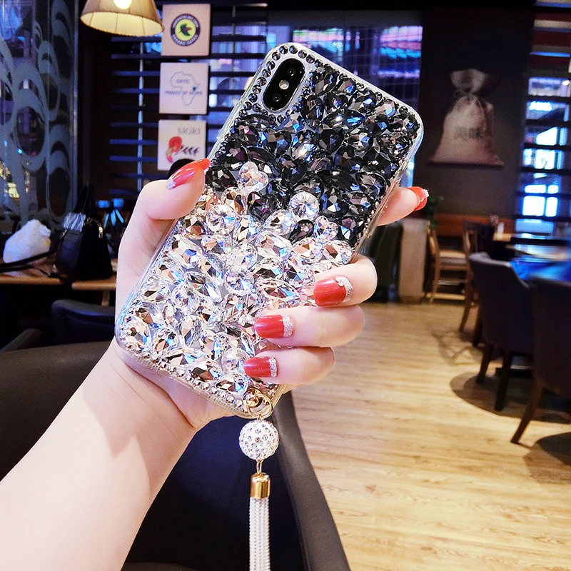 

Luxury 3D Diamond Dual Color Bling Funda Cases for Sony XZ1 XZ4 Compact XZ XA1 XA2 Ultra L3 Tassel Crystal Coque Fundas
