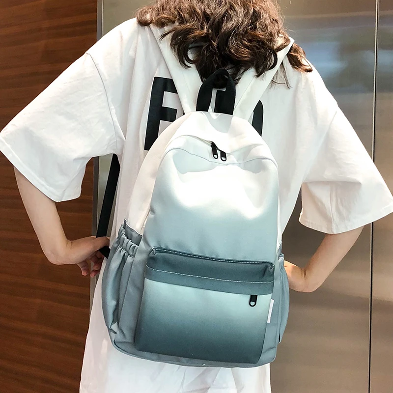 

Gradient color canvas backpack women casual ladies fashion bag teenage girl rainbow backpacks harajuku female Student bag school