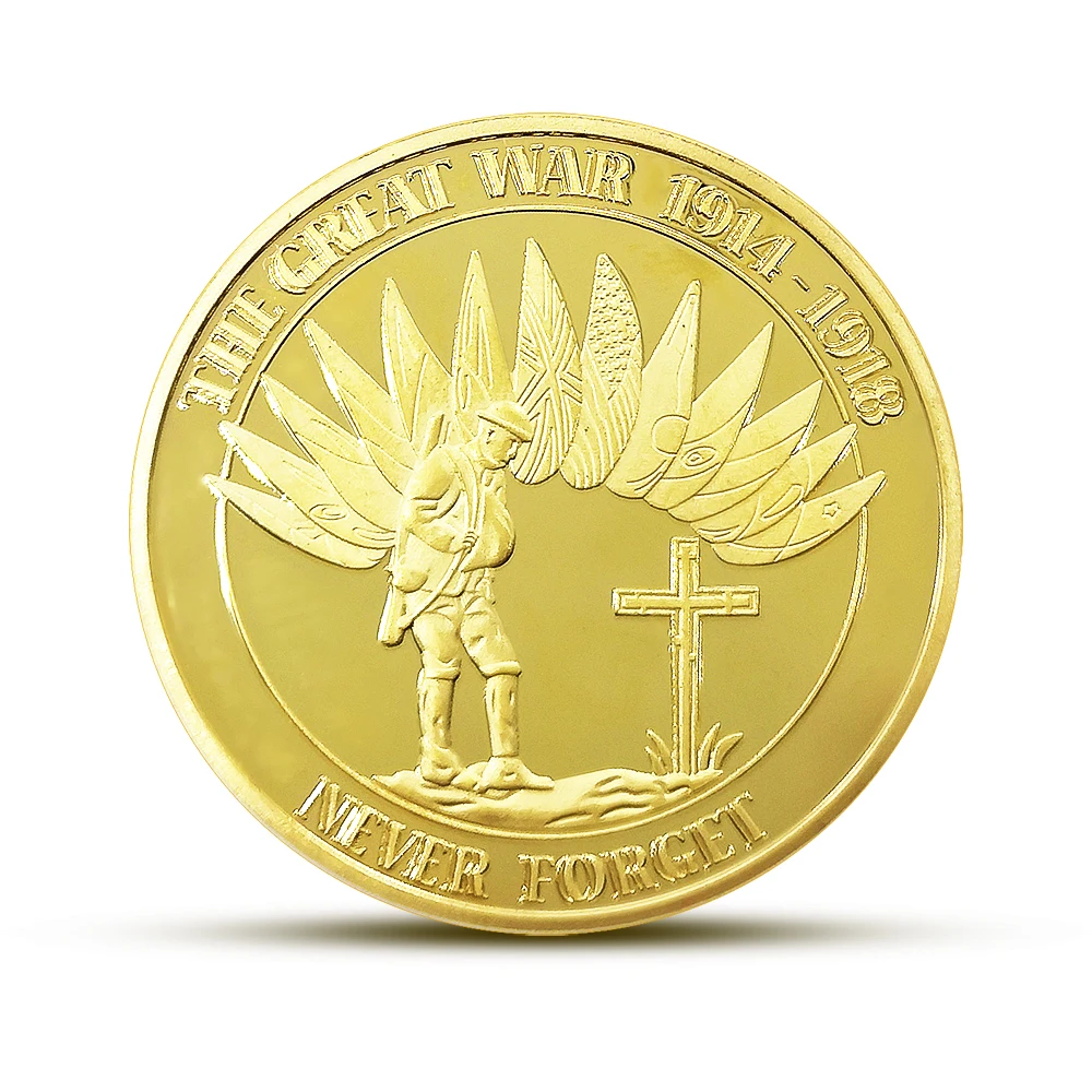 Gold WWI 1914 Lord Kttchener масонская сувенирная монета металлический значок вызов коллекция монет - Цвет: Gold