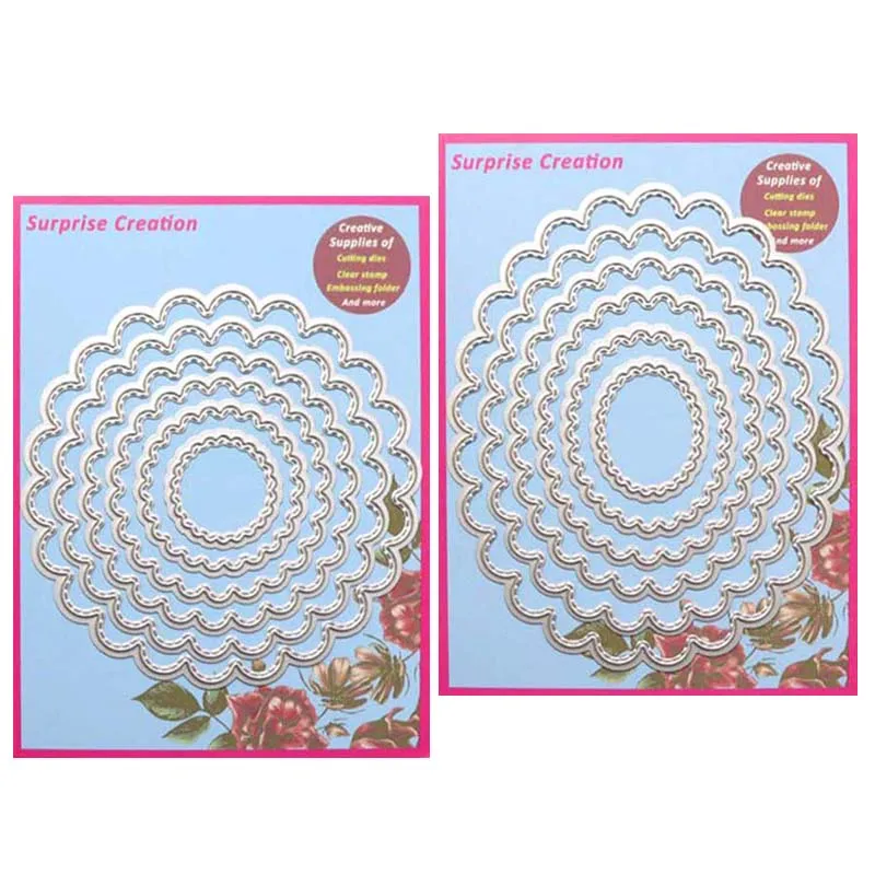 2-Set Cutting dies Circle& Oval with stitch Cardmaking& Scrapbooking DIY Craft stencil