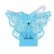 10 шт. свадебные подарочные коробки сумки Коробка для сладостей с бабочкой полые для крещение Причастие крещение день рождения поставки