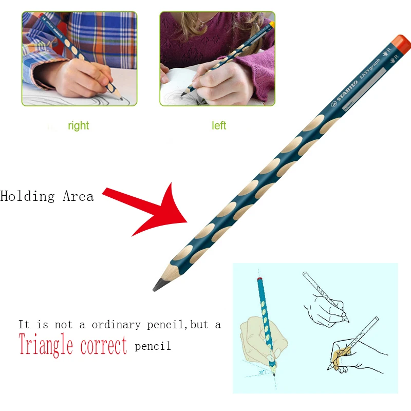 stabilo HB triangle hole pencil correction practice position left right