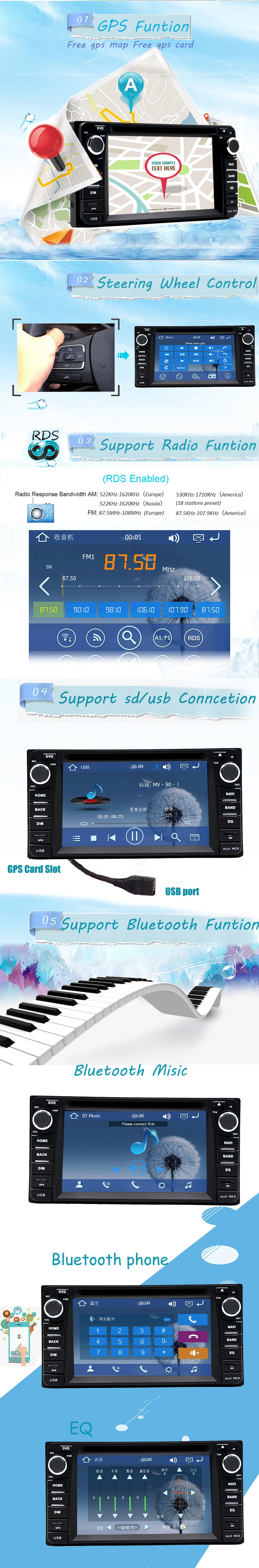 Excellent car multimedia player GPS navigation 2din car DVD player head unit for TOYOTA Corolla Camry Rav4 Previa HILUX Prado 1