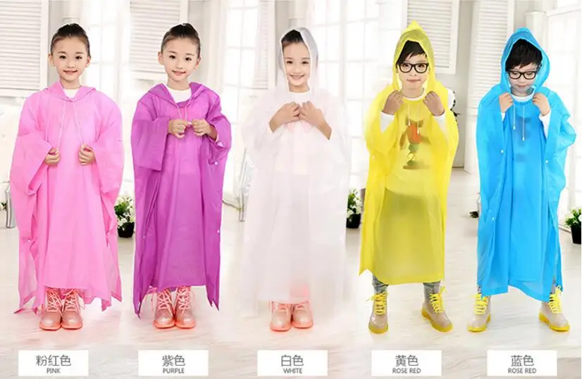 2.Children Poncho Rain Waterproof student Boys girls long Raincoat Transparent Kids Rain Coat Cover Kids Rainwear Camping
