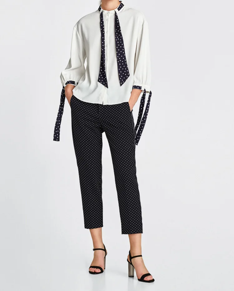 Blusa Direct Selling Polyester Woven Zanzea Single 2019 Spring Y Maɺm New Pattern Sleeve Stand Lead Circle Point Pendant Shirt | Женская
