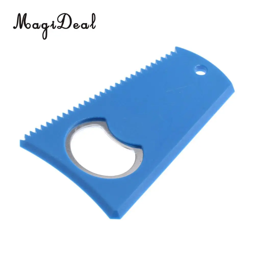 2 PCS 3.15' x 2' Plastic Surfing Surfboard SUP Kite Wake Board Care Wax Comb Wax Scraper Remover with Bottle Opener Lanyard Hole