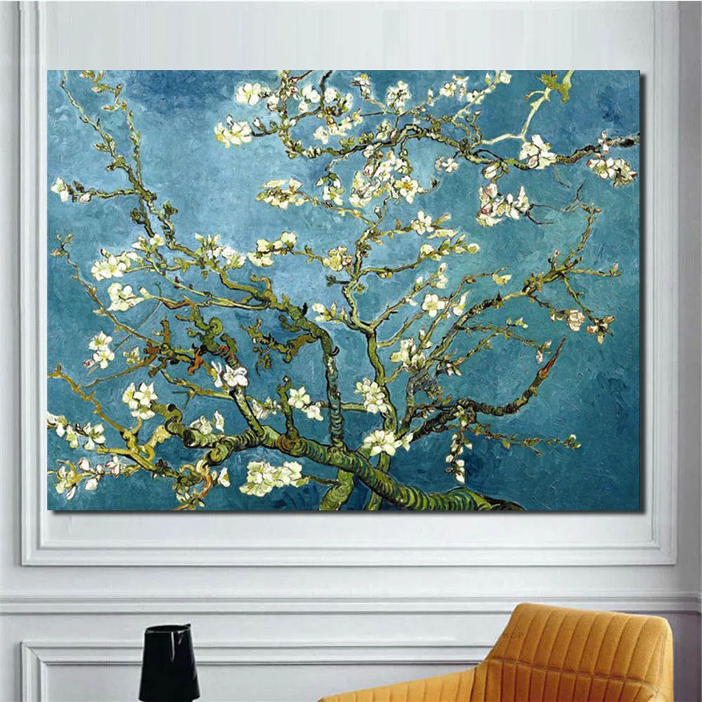 

Classic Van Gogh Oil Paintings Blooming Apricot Flower Canvas Printings Starry Night Landscape Wall Art Pictures for Living Room