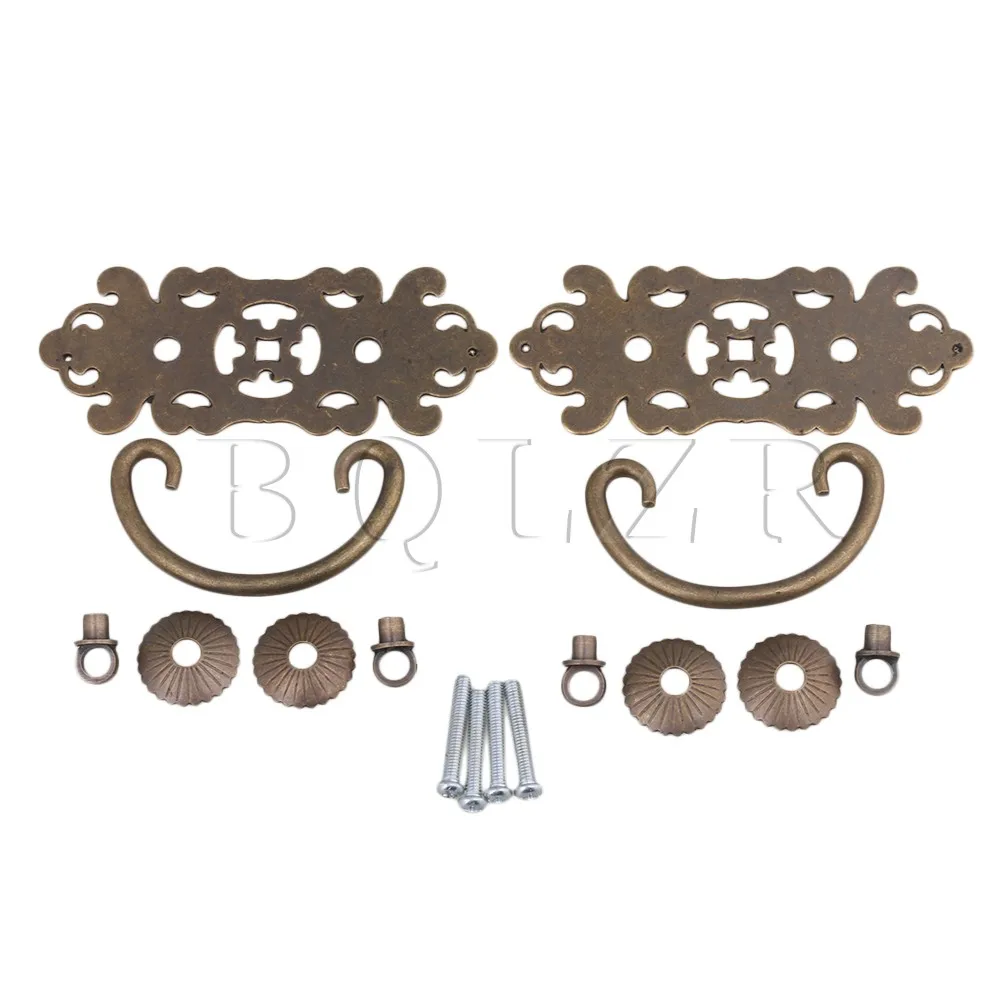 2PCS BQLZR 10.2x5.3cm Brass Retro Swing Drop Pull Handles for