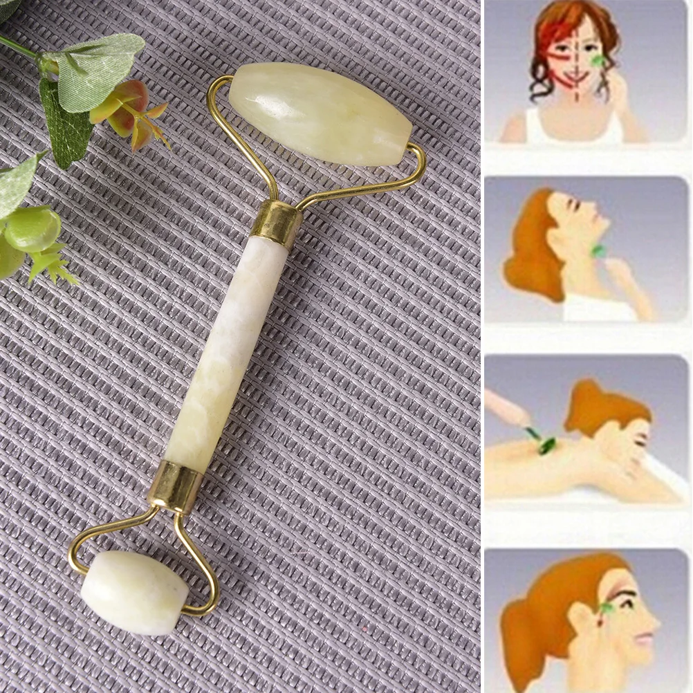 

Jade Roller Massager Face Body Head Neck Foot Stone Green Jade Roller Massager Eye Face Neck Facial Relaxation SlimmingTool 1PC