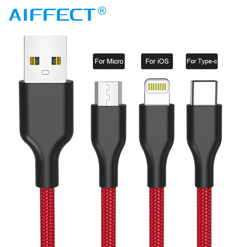 

AIFFECT USB Cable for iPhone X XS Fast Charging Micro Cable for Samsung Type C Data Sync Cable for Huawei Xiaomi Charger Cord