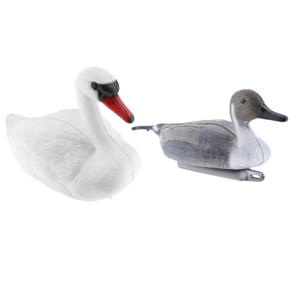 2x Realistic Swan and Duck Hunting Decoy Lifelike Floating Duck Garden Decor for Outdoor Floating Keel Hunting Decoy Fishing Acc