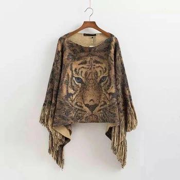 

New arrival tiger poncho High quality Acrylic ponchos tiger head printing poncho Autumn Winter Knitwear Free shipping