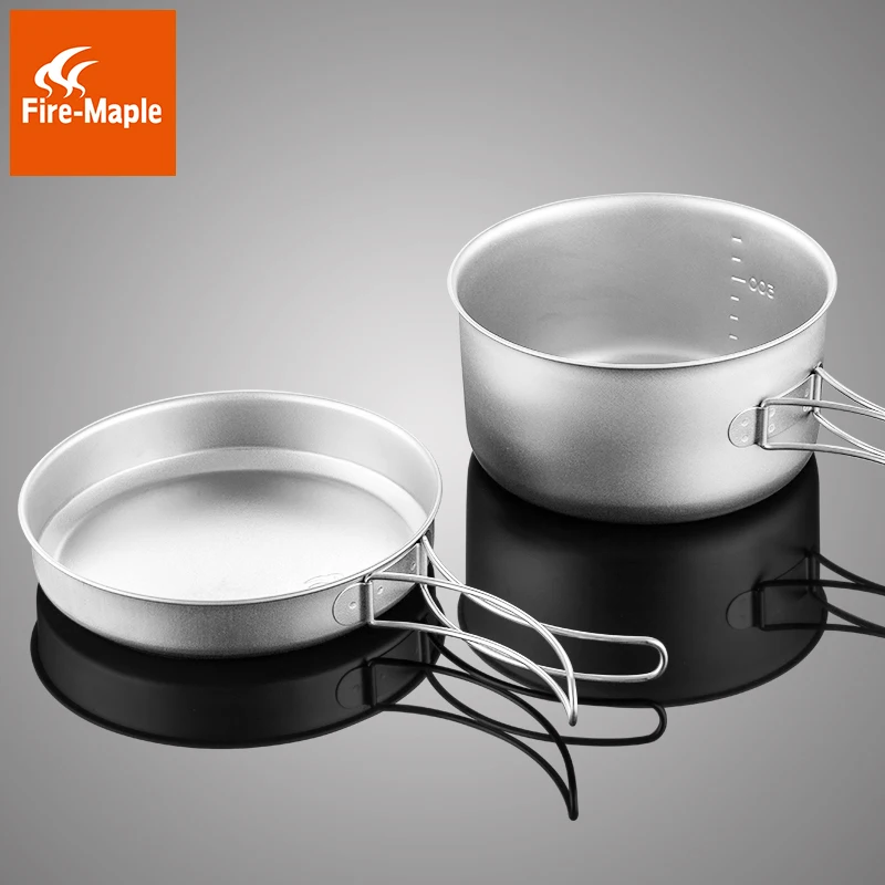 

Fire Maple Titanium Pot Pan Set With Folding Handle Outdoor Cooking Camping Hiking Picnic Cookware Lightweight equipment UL Gear