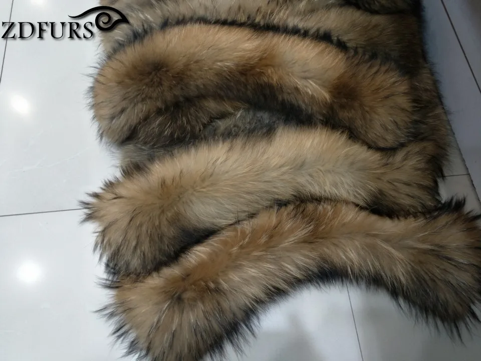 ZDFURS *Women's real fur collar raccoon square collar scarf shawl winter collar Scarves ZDC-163010