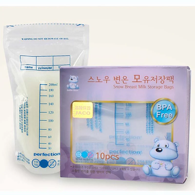 

10Pcs Or 30Pcs 200ml Baby New Born Infant Food Storage Breast Milk Freezer Bag PBA Free Safe With Box T0138B