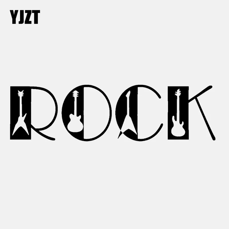 

YJZT 13.5CM*3.7CM Creative Musique Guitare Rock Vinyl Black/Silver Car Sticker C22-0759