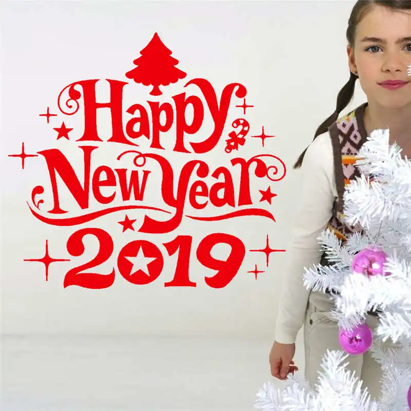 2019 New Year Merry Christmas Wall Sticker Home Shop Windows Decals Decor wall stickers for kids rooms #2o18 (6)