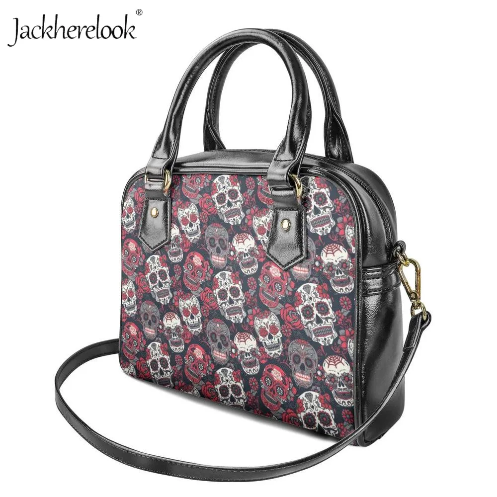 Jackherelook Sugar Skull Girly Skeleton цветочный принт сумка женская сумка на плечо сумки кожаная сумка-мессенджер курьерские женские сумки