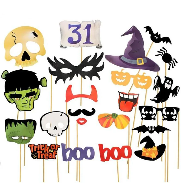 12/14/22/59/66pcs Halloween Party Photo Booth Props Happy Halloween Photo Props Kit for Party Decoration WYQ