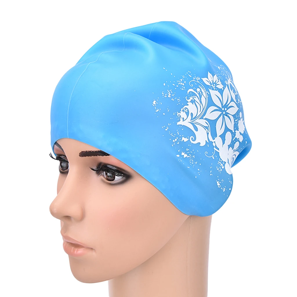 Elastic Silicone Long Hair Swimming Cap Swimming Pool Hat For