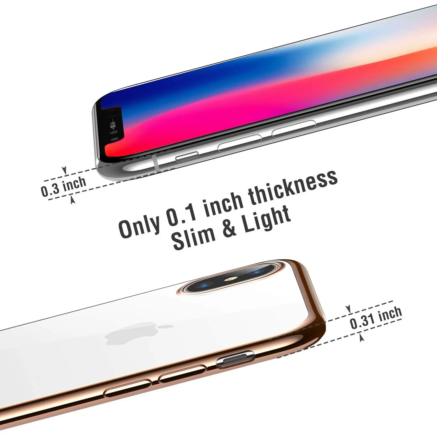 Pour étui iPhone XS Max XS XR, WEFOR Ultra mince mince clair souple Premium souple Chrome pare-chocs Transparent TPU couverture de plaque arrière