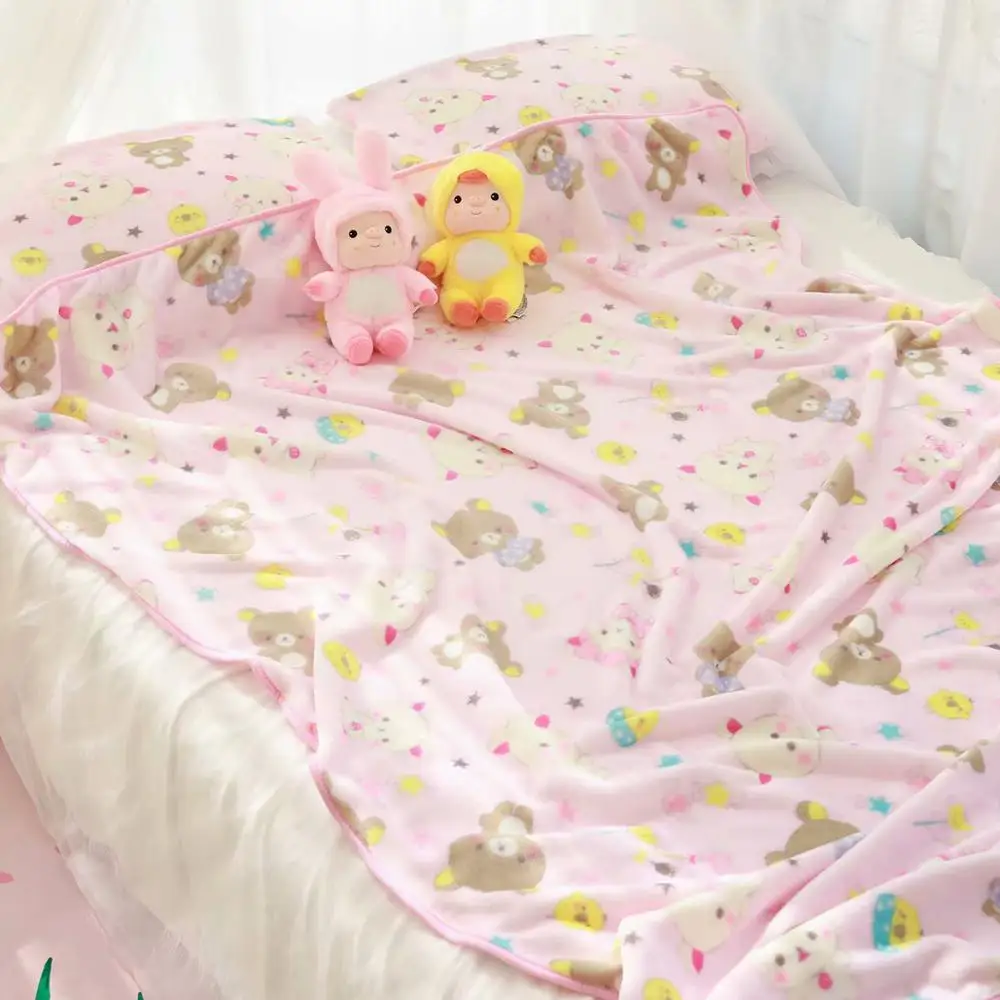 Милый Rilakkuma коричневый медведь плюшевые игрушки мягкие удобные фланелевые одеяло наволочка посуда для девушки высокое качество подарок
