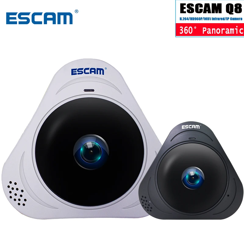 

ESCAM Q8 1.3MP HD 960P 360 Degree Panoramic Monitor Fisheye WIFI Infrared VR Surveillance Cameras Two Way Audio/Motion Detector