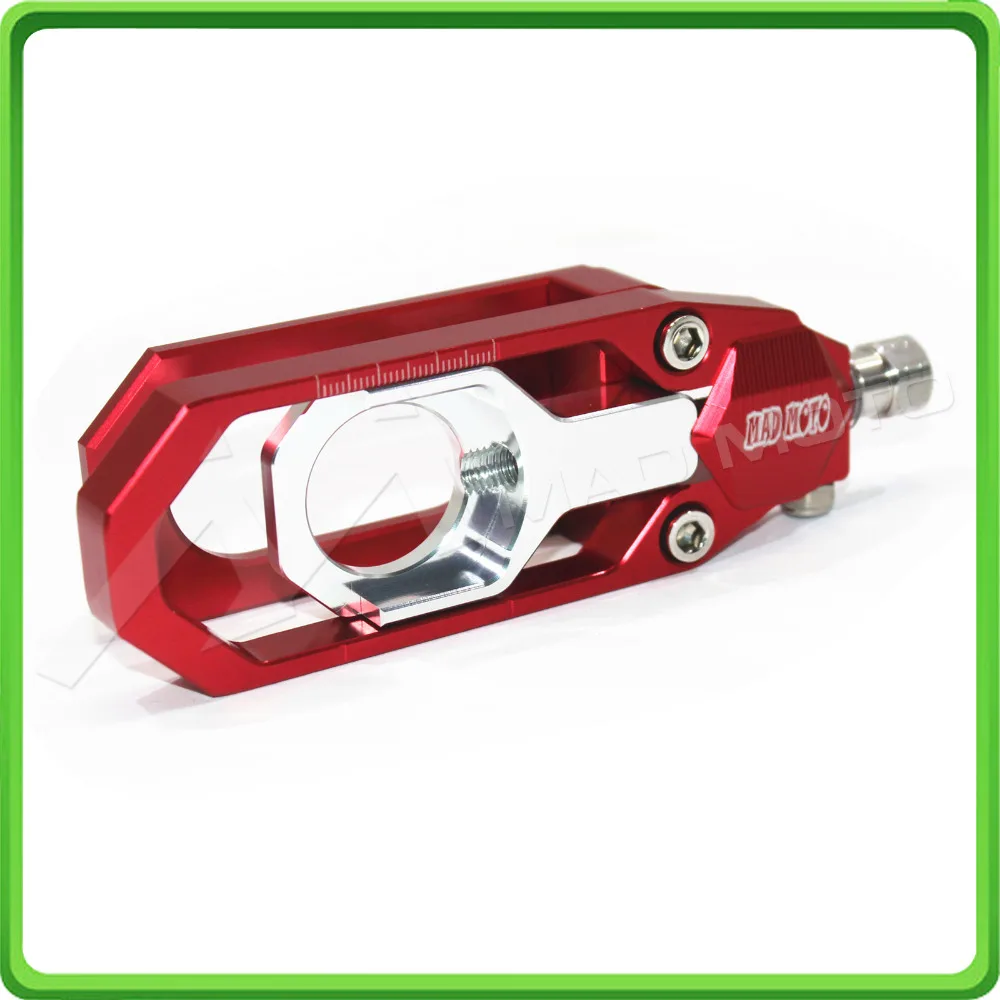 Motorcycle Chain Tensioner Adjuster fit for YAMAHA R6 YZF-R6 2006 2007 2008 2009 2010 2011 2012 2013 2014 2015 2016 Red & Silver (9)