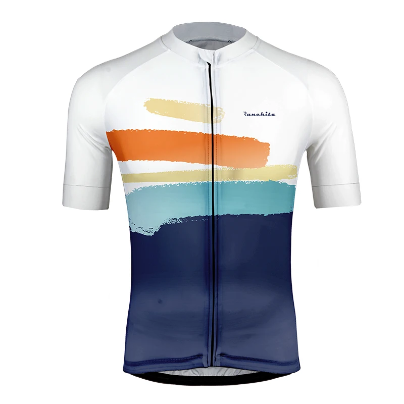 

Runchita 2019 Men's Pro Cycling Jersey Short Sleeves Summer Quick Dry Microfiber MTB Road Bike Clothes Tops Custom BicycleJersey