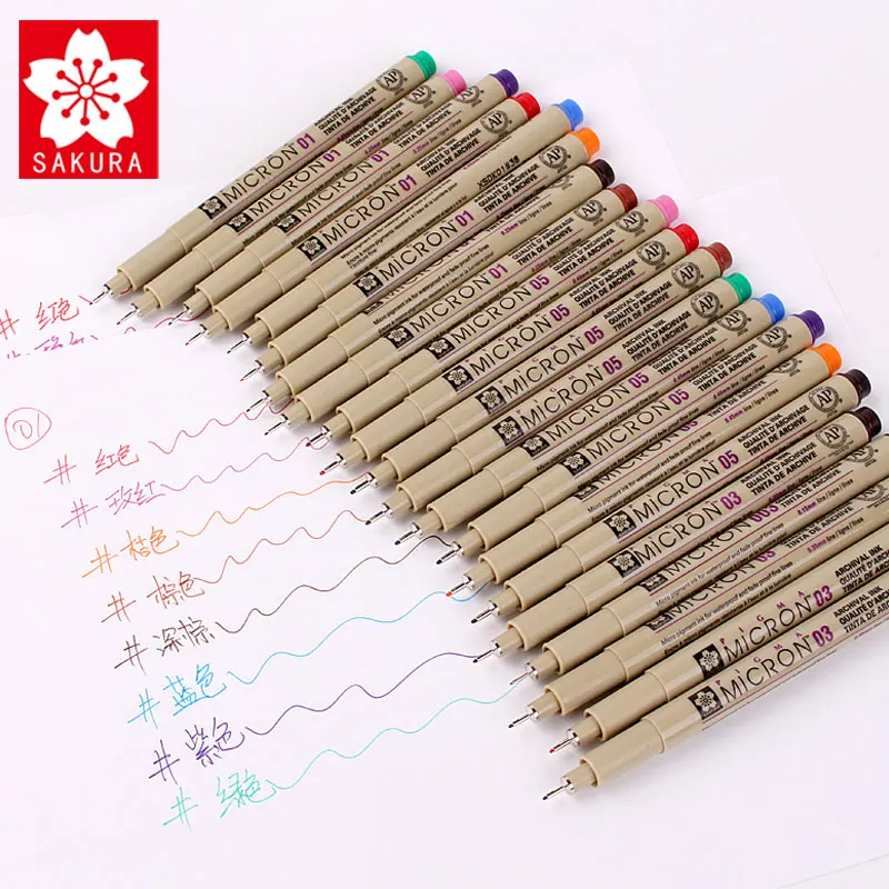 

14pcs/set 14colour Sakura Pigma Micron 05 /0.45 Mm Colour Fine Line Pen Graphics Design Sketching Manga Anime Marker Fine Colour