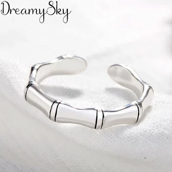

Exaggerated Personality 925 Sterling Silver Bamboo Rings For Women Wedding Jewelry Vintage S925 Open Antique Ring Anillos