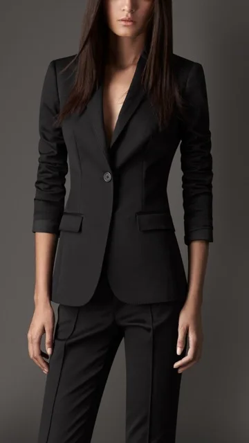petite black pant suit