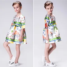 Новые модные платья для девочек-подростков одежда с принтом в европейском стиле Enfant Mariage/весенние и осенние детские платья для девочек