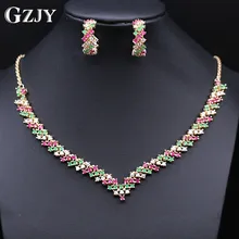 GZJY красивые свадебные ювелирные изделия кубический циркон золотого цвета для невесты ожерелье Серьги Свадебная вечеринка аксессуары для женщин
