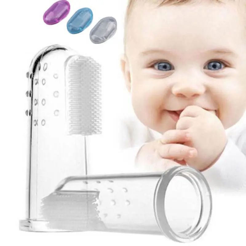 

Kids Baby Infant Soft Silicone Finger Toothbrush Teeth Rubber Massager Brush toy