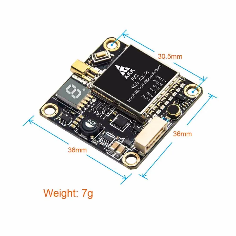 АКК FX2 5,8 ГГц 0,01/25/200/500/800 МВт 40CH переключаемый передатчик FPV с UART Поддержка серверный компьютером с экранным меню настройки по Betaflight Fligh