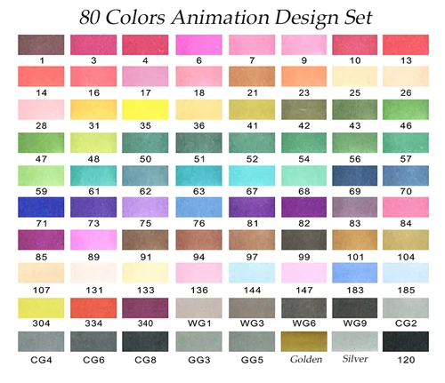 Улучшенный 60/80/218 Цвет маркер для рисования набор алкоголя Эскиз маркер для ручная окраска; школьные канцелярские художник дизайн канцелярских принадлежностей - Цвет: 80 Animation Set