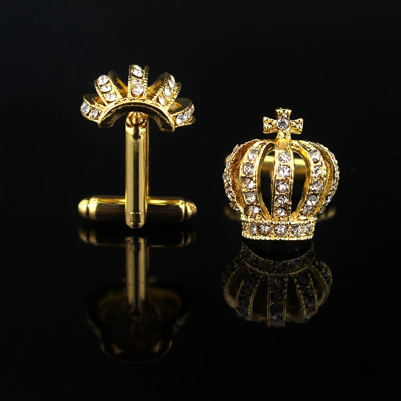 

Free Shipping New Classic Crown Molding Set Auger Men Cufflinks French Men Cufflinks Crystal Shirt Cuff Links Wholesale Retail