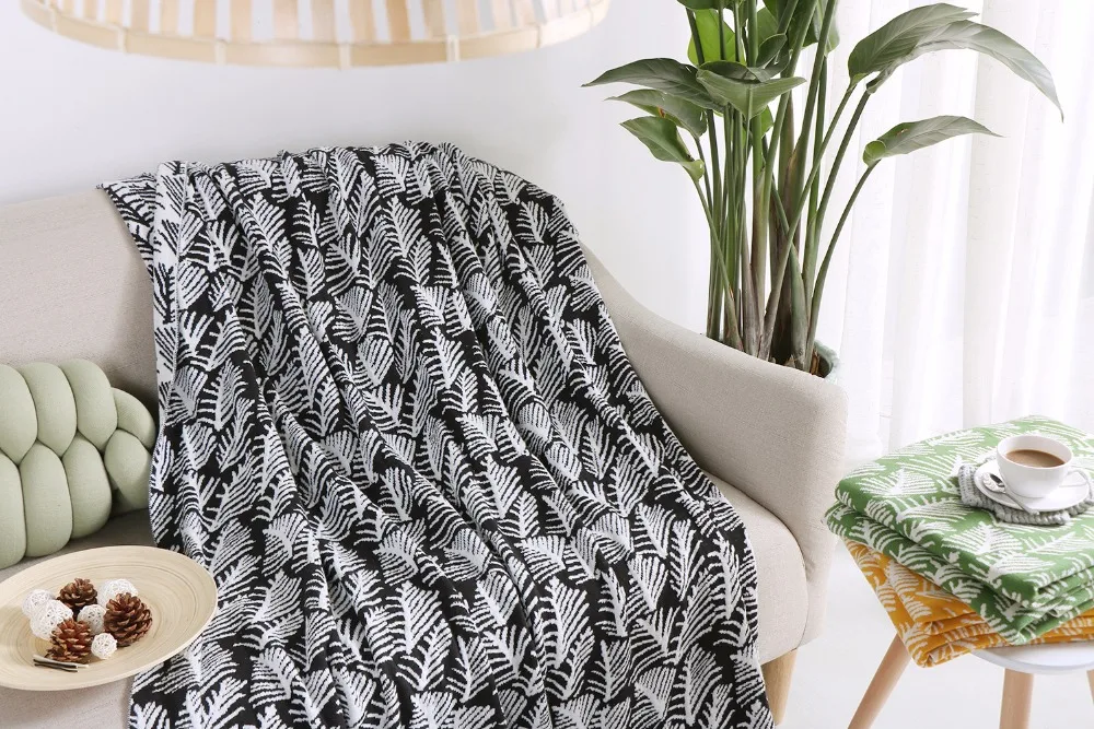 

New 100% Cotton Knitted Blankets Christmas Leaves Plaid Throw Winter Blanket on the Bed Adult 130*180cm Sofa Cover bedspreads
