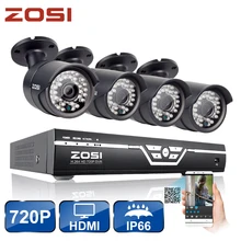 ZOSI 8CH CCTV System 720P HDMI AHD CCTV DVR 4PCS 1.0MP HD IR Night Vision Outdoor Home Security Camera Surveillance System Kit